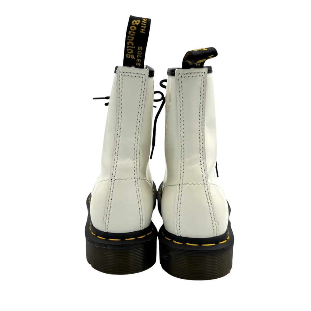 Dr. Martens 1460 White Smooth Leather Lace Up Unisex Combat Boots - Picture 4 of 11